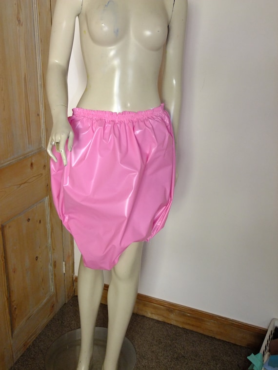 Pink PVC Mega Pants Baggy Plastic Briefs Underwear Diaper Covers 21 High  Sides Wide Crotch Roleplay Vinyl Knickers 