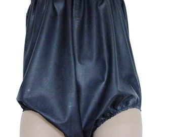 Black Rubber Playsuit - Latex Mix Romper Panties - Traditional Underwear with Rubbery Feel XXL