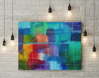 Origineel abstract acrylschilderij, muurkunst met de hand geschilderd, op maat geschilderd woonkamerdecor