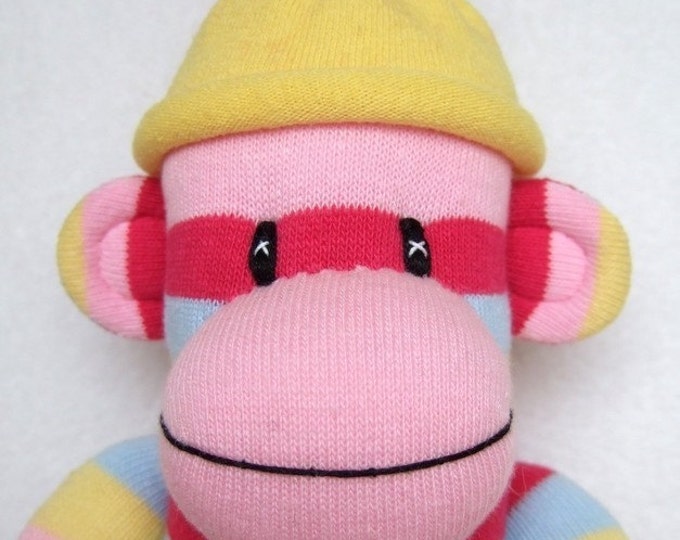 Cute Pink Stripe Sock Monkey Made to Order Etsy