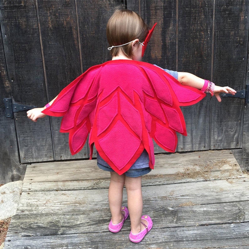 Owlette Wings, Owlette Costume, Owlet Bedtime Hero Toddler, Kids & Adults, Red Owl Wings, Owl Cape, Red Pink Owl Wings, Pretend Owl Wings image 1