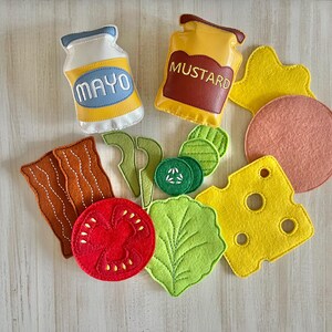 Felt Sandwich Set, Felt BLT Sandwich, felt Bread, Felt Baloney Sandwich, Pretend Food, Felt Food, Play Restaurant Food, Play Kitchen Food image 2