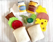 Felt Sandwich Set, Felt BLT Sandwich, felt Bread, Felt Baloney Sandwich, Pretend Food, Felt Food, Play Restaurant Food, Play Kitchen Food