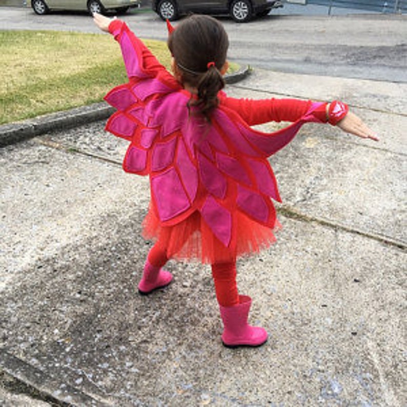 Owlette Wings, Owlette Costume, Owlet Bedtime Hero Toddler, Kids & Adults, Red Owl Wings, Owl Cape, Red Pink Owl Wings, Pretend Owl Wings image 5