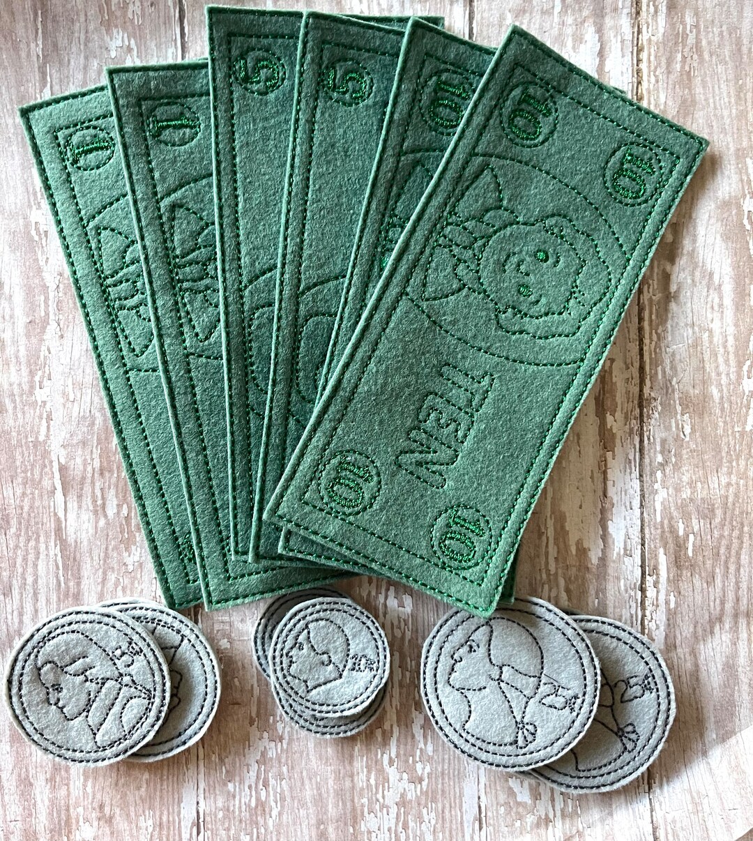 Oversized Play Money, Felt Money, Dollars and Coins for Learning Etsy