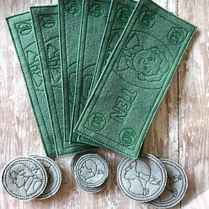 Oversized Play Money, Felt Money, Dollars and Coins for Learning