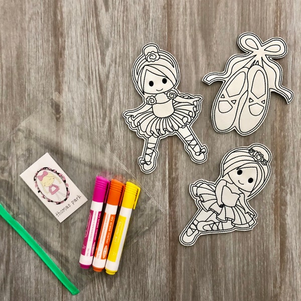 Reusable Coloring Page, Coloring Doll, Dry Erase Coloring Doll, Ballerina Coloring Page, Wipe Clean Coloring, Travel Coloring, Party Favor