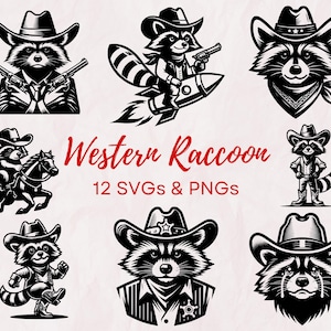 Western raton laveur SVG PNG Bundle, Svg drôle de raton laveur, raton laveur Meme Svg, Cowboy raton laveur Svg, Cricut, raton laveur png Bundle, clipart tendance