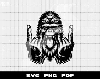 Sasquatch Rock Sign SVG, Funny Bigfoot Sasquatch Rock n Roll Heavy Metal Cricut Silhouette Laser Cut File Trendy Clip Art svg PNG PDF