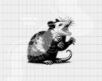 Opossum PNG, Retro digitaler Download, lustigen png, trendige Clipart, Retro Illustration png, lustiges Opossum png, Vintage Clip Art