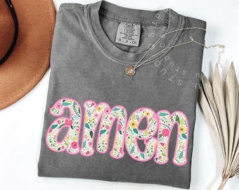 Floral Amen PNG, Amen png, Gratitude Shirt, Trendy Clipart, Amen png, Amen Sublimation Design, Pretty Flower Pattern png, Christian Amen png