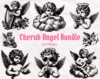 Vintage Cherub Angel PNG Bundle, Funny Angel png, Sassy Angel Meme png, Cute Cherubs png Bundle, Angel Sublimation Designs, Trendy Clip Art