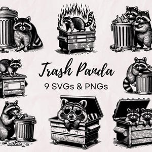 Trash Panda raton laveur SVG PNG Bundle, Svg drôle de raton laveur, raton laveur Meme Svg, Svg de raton laveur, Cricut, raton laveur poubelle, clipart tendance raton laveur