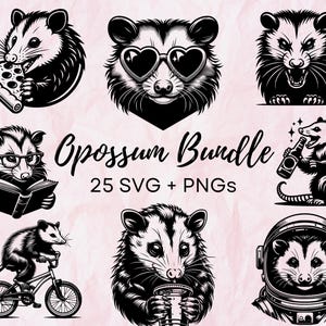Paquete SVG/PNG de zarigüeya, Svg de zarigüeya divertida, Svg de meme de zarigüeya, Svg de dibujo vintage, Archivos de corte para Cricut, Paquete PNG de zarigüeya, Clip Art de moda