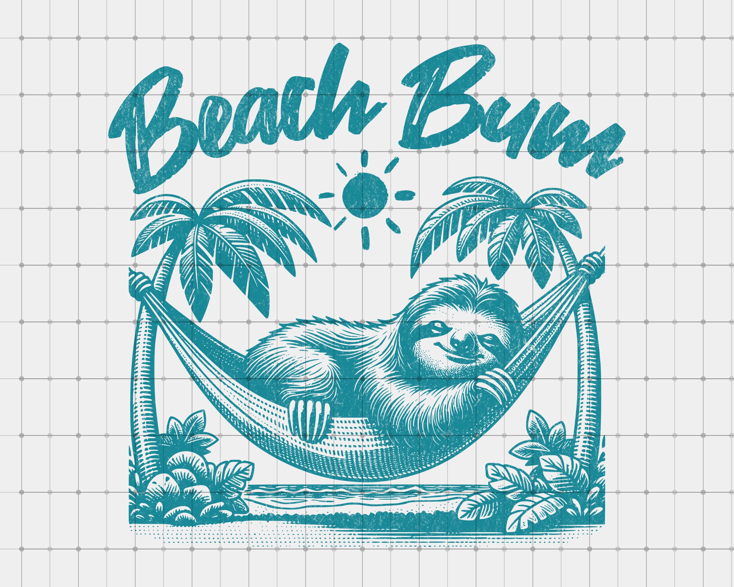 Sloth Beach Bum PNG, Retro Summer Graphic Printable, POD Design, Trendy ...