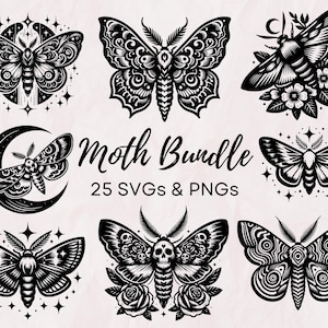 Motte SVG PNG Bundle, Motte SVG, Jugendstil Motte SVG, Cricut Cut Dateien, Motten Png Bundle, Motte Clip Art, Cottagecore Motte svg png, Motte png