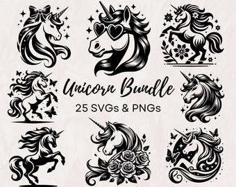 Unicorn SVG PNG Bundle, Fantasy Unicorn Svg, Unicorn Svg, Cricut Cut Files, Unicorn png Bundle, Unicorn Clip Art, Pegasus Unicorn svg png