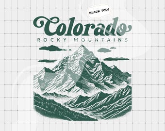 Colorado Rocky Mountains PNG, Mountain Landscape Digital Download Trendy Clipart Sublimation US State Retro Colorado Travel TShirt png