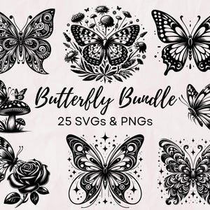 Schmetterling SVG PNG Bundle, Fantasy Schmetterling SVG, Schmetterling svg, Cricut, Schmetterlinge png Bundle, Schmetterling Clip Art, Jugendstil svg png