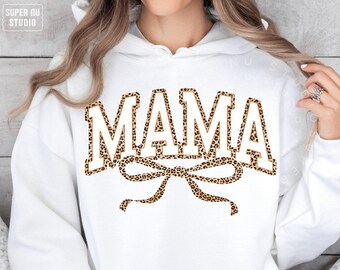 Mama Leopard Coquette Bow PNG, Varsity Mama Png, Leopardenmuster Png, Mama Shirt Png, Retro Mama Png, Mama Png, Muttertag Sublimation Png