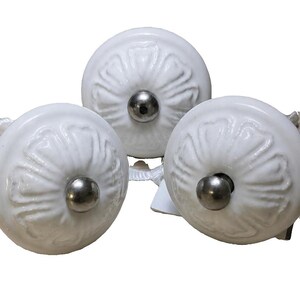 Conjunto de 3 puxadores decorativos para gaveta em cerâmica branca Lene Bjerre
