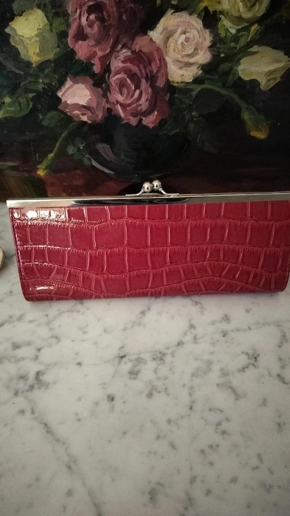Vintage clutch burgundy patent handbag. New without tags