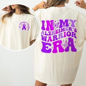 Groovy Alzheimer's Awareness Shirt, in My Alzheimer's Warrior Era Shirt, Purple Ribbon Dementia Gift, Fight Alzheimer's Tee