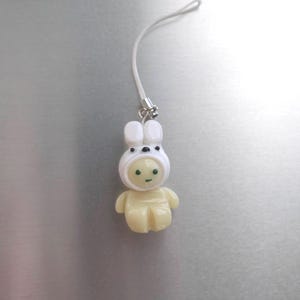 ghost with bunny hat charm