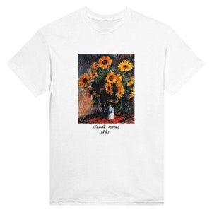 Monet vase of sunflowers t-shirt Bianco