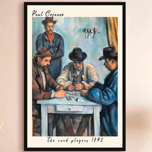Impression de Paul Cézanne les joueurs de cartes, art postimpressionniste français vintage, décoration murale figurative classique, reproduction de chef-d'oeuvre de 1892