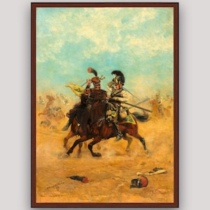 Historical Battle Painting Napoleonic War Art Cavalry Painting Battle Scene Artwork