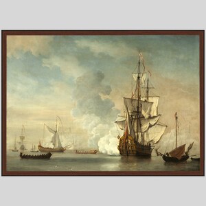 Vintage Warships Painting | Old English Sailing Ship Art Prints | Marine Artwork | Download Print