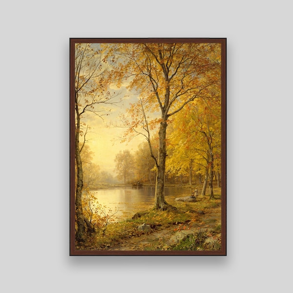 Indian Summer Art Print | Printable Autumn Painting | Fall Landscape Print | Vintage Autumn Wall Art |  Digital Download