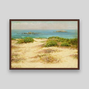 Coastal Oil Painting | Seaside Landscape Art Print | Vintage Beach Wall Art Printable