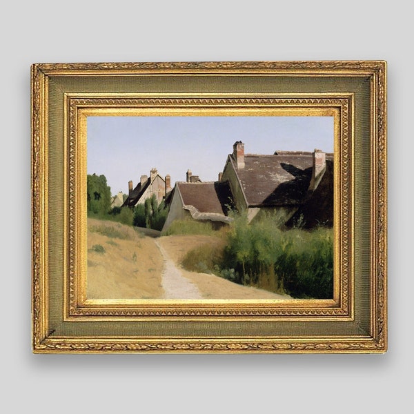 Houses Near Orleans | Camille Corot | French Cityscape | Vintage Painting | Cottage and Farmhouse Print| Landscape Art | Wall Print
