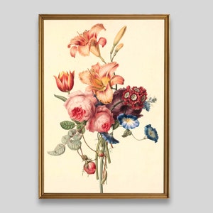 Direct downloaden | Zomerbloemboeket | Aquarel kunst aan de muur print | Vintage boeketschilderij | Kunstafdruk downloaden