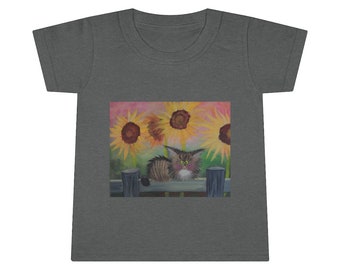 Toddlers' Stella with Sunflowers Cranky Cat T-Shirt!  Free Shipping