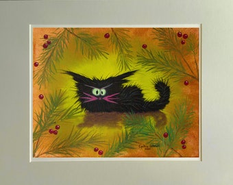 Cats, Cranky Cats, Cindy Schmidt,  Cute Cat, Funny Cat, Christmas Cat, Winter Cat, Black Cat