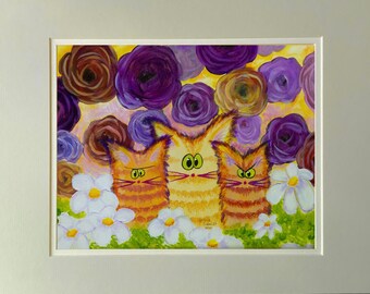 Cats, Cranky Cats, Cindy Schmidt,  Cute Cat, Funny Cat, Roses, Daisies, Cats and Flowers, Orange Cats, Ginger Cats,