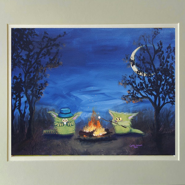 Cats, Cranky Cats, Cindy Schmidt,  Cute Cat, Funny Cat, Crazy Cat, Marshmallows, Toasting Marshmallows, Campfire Cats, Campfire, Woods