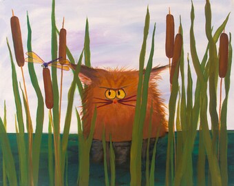 Swamp Cat, Cranky Cat, Funny Cat, Crazy Cat, Cindy Schmidt, Fuzzy Cat,  Cat Art, Cat Tail, Fuzzy cats, Angry Cat