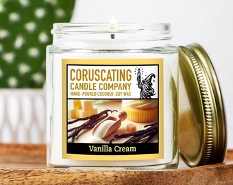 Vanilla Cream Scented Coconut-Soy Ceramic Container Gift Candle / 4 oz. / Hand Poured in USA