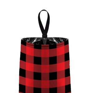 Car Trash Bag // Auto Trash Bag // Car Accessories // Car Litter Bag // Car Garbage Bag Buffalo Plaid Red Black image 1