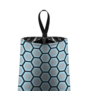 Car Trash Bag // Auto Trash Bag // Car Accessories // Car Litter Bag // Car Garbage Bag Honeycomb light grey black aqua // Car Organizer image 1