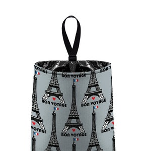 Car Trash Bag Eiffel Tower Grey // Auto Trash Bag // Car Accessories // Car Litter Bag // Car Garbage Bag Paris // Car Organizer France image 1