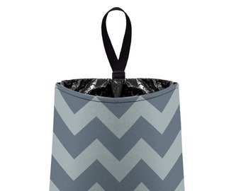Car Trash Bag // Auto Trash Bag // Car Accessories // Car Litter Bag // Car Garbage Bag - Chevron - Light Grey and Dark Grey Zigzags