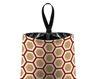 Car Trash Bag // Auto Trash Bag // Car Accessories // Car Litter Bag // Car Garbage Bag - Honeycomb maroon tan beige // Car Organizer