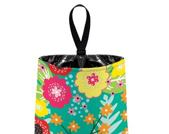 Car Trash Bag // Auto Trash Bag // Car Accessories // Car Litter Bag Car Garbage Bag - Floral Burst Wintermint Car Organizer Flower Mint