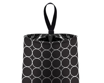 Car Trash Bag // Auto Trash Bag // Car Accessories // Car Litter Bag // Car Garbage Bag - Black and White Rings