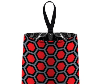 Car Trash Bag // Auto Trash Bag // Car Accessories // Car Litter Bag // Car Garbage Bag - Honeycomb Red Dark Grey Black// Car Organizer